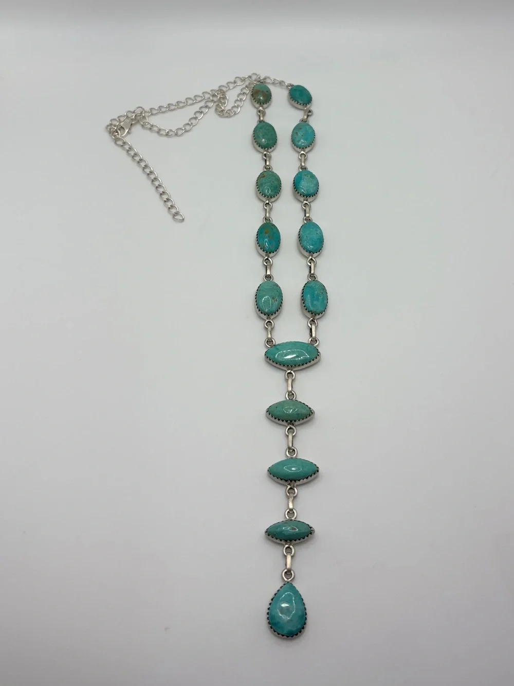 925 Sterling Silver Hachita Turquoise “Y” Necklace